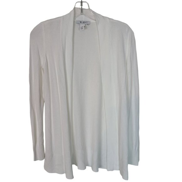 White House Black Market Womens XS White Open Front Long Sleeve Cardigan Sweater - Picture 1 of 8